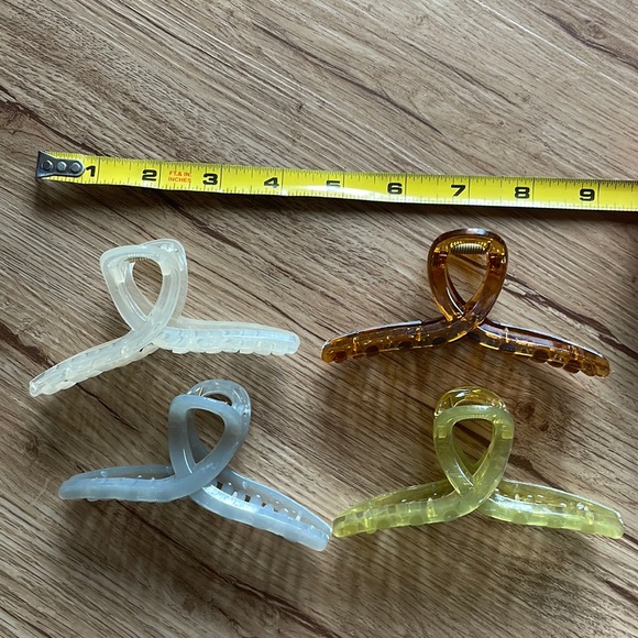 BRAND NEW 4 jelly assorted color durable claw clips cream green brown blue/gray - Picture 2 of 6